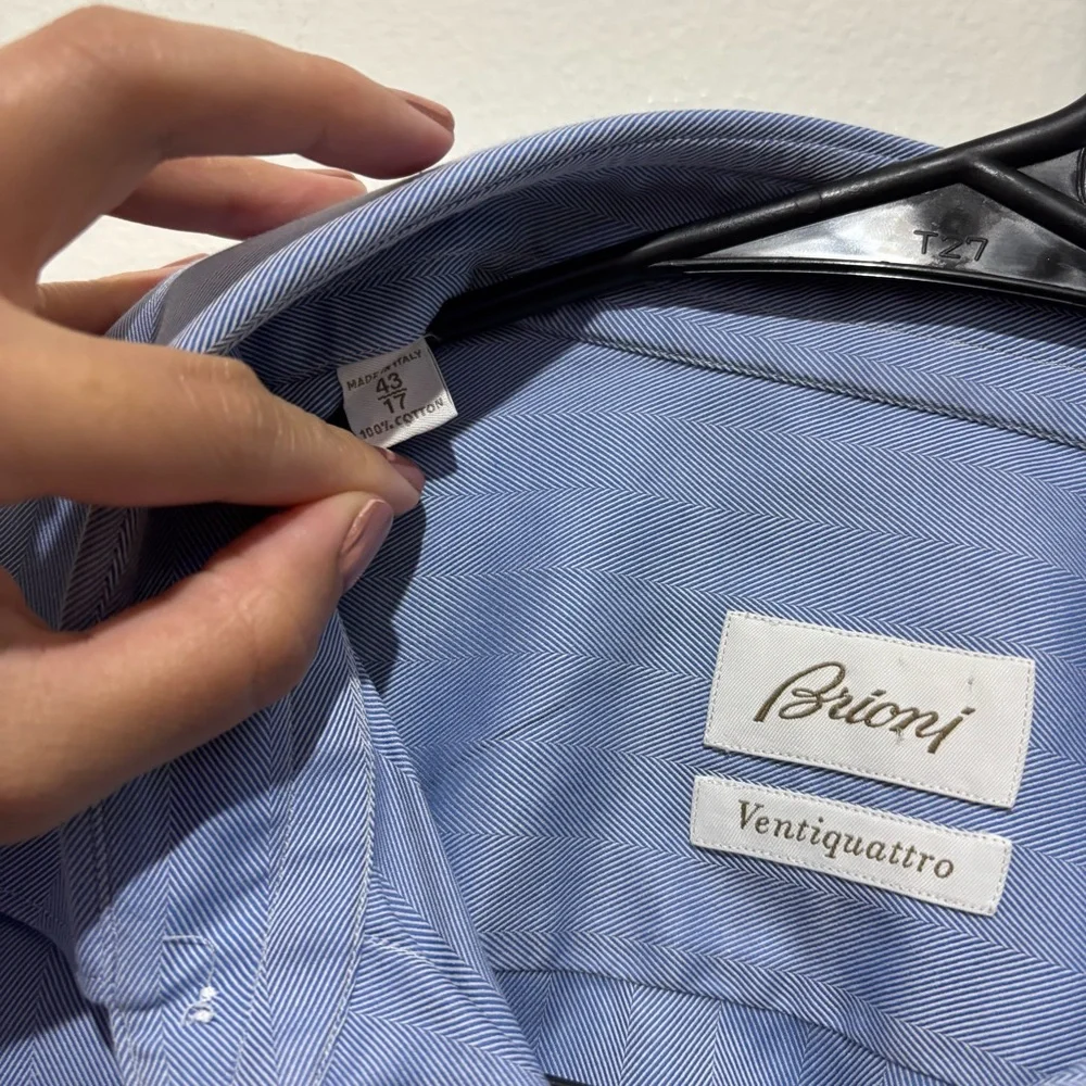 Brioni Blue Ventiquattro Dress Shirt Size 17/43
